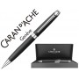 PORTAMINAS CARAN D'ACHE LEMAN 0,7 MM PAVONADO NEGRO ADORNOS CHAPADO PLATEADO RODIADO CON ESTUCHE