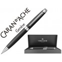 PORTAMINAS CARAN D'ACHE LEMAN 0,7 MM PAVONADO NEGRO ADORNOS CHAPADO PLATEADO RODIADO CON ESTUCHE