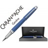 ROLLER CARAN D'ACHE LEMAN PAVONADO AZUL NOCHE ADORNOS CHAPADO PLATEADO RODIADO CON ESTUCHE PUNTA MED