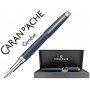 PLUMA CARAN D'ACHE LEMAN PAVONADO GRIS ADORNOS CHAPADO PLATEADO RODIADO PLUMIN ORO 18K CON ESTUCHE P