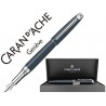 PLUMA CARAN D'ACHE LEMAN PAVONADO GRIS ADORNOS CHAPADO PLATEADO RODIADO PLUMIN ORO 18K CON ESTUCHE P