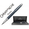 ROLLER CARAN D'ACHE LEMAN PAVONADO GRIS ADORNOS CHAPADO PLATEADO RODIADO CON ESTUCHE PUNTA MEDIA