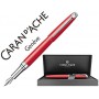 PLUMA CARAN D'ACHE LEMAN LACA CHINA ROJA ESCARLATA ADORNOS PLATEADOS RODIADOS PLUMIN ORO 18K RODIADO