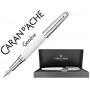 PLUMA CARAN D'ACHE LEMAN BICOLOR LACA CHINA BLANCA CAPUCHON Y ADORNOS PLATEADOS RODIADOS PLUMIN ORO