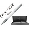 PLUMA CARAN D'ACHE LEMAN BICOLOR LACA CHINA BLANCA CAPUCHON Y ADORNOS PLATEADOS RODIADOS PLUMIN ORO