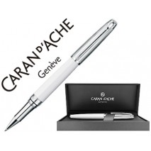 ROLLER CARAN D'ACHE LEMAN BICOLOR LACA CHINA BLANCA CAPUCHON Y ADORNOS PLATEADOS RODIADOS CON ESTUCH