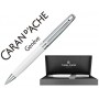BOLIGRAFO CARAN D'ACHE LEMAN BICOLOR LACA CHINA BLANCA CAPUCHON Y ADORNOS PLATEADOS RODIADOS CON EST