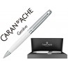 BOLIGRAFO CARAN D'ACHE LEMAN BICOLOR LACA CHINA BLANCA CAPUCHON Y ADORNOS PLATEADOS RODIADOS CON EST