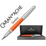 ROLLER CARAN D'ACHE LEMAN BICOLOR LACA CHINA AZAFRAN CAPUCHON Y ADORNOS PLATEADOS RODIADOS CON ESTUC