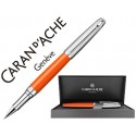 ROLLER CARAN D'ACHE LEMAN BICOLOR LACA CHINA AZAFRAN CAPUCHON Y ADORNOS PLATEADOS RODIADOS CON ESTUC