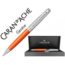 PORTAMINAS CARAN D'ACHE LEMAN BICOLOR 0,7 MM LACA CHINA AZAFRAN CAPUCHON Y ADORNOS PLATEADOS RODIADO