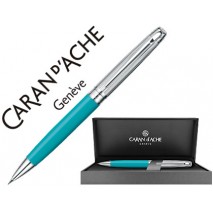 PORTAMINAS CARAN D'ACHE LEMAN BICOLOR 0,7 MM LACA CHINA TURQUESA CAPUCHON Y ADORNOS PLATEADOS RODIAD