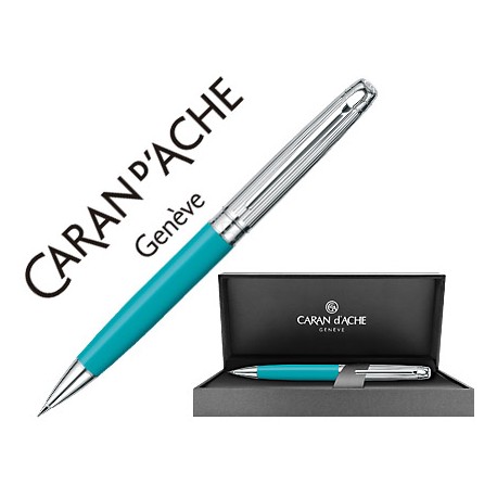 PORTAMINAS CARAN D'ACHE LEMAN BICOLOR 0,7 MM LACA CHINA TURQUESA CAPUCHON Y ADORNOS PLATEADOS RODIAD