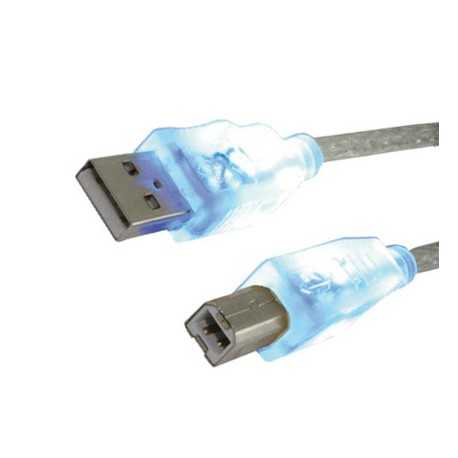 CABLE USB 2.0 MEDIARANGE PARA IMPRESORA TIPO A-B CON LED AZUL EN LOS CONECTORES LONGITUD 1,8 MT COLO