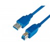 CABLE USB 3.0 MEDIARANGE PARA IMPRESORA TIPO A-B LONGITUD 1,8 MT COLOR AZUL ALTA VELOCIDAD