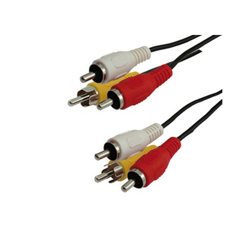 CABLE RCA DE AUDIO Y VIDEO MEDIARANGE LONGITUD 3 MT COLOR NEGRO 3 CONECTORES CABLE EN COLOR NEGRO