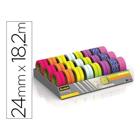 CINTA ADHESIVA SCOTCH MASKING TAPES CINTA CARROCERO FANTASIA 24MMX18,2 MT 8 MODELOS SURTIDOS