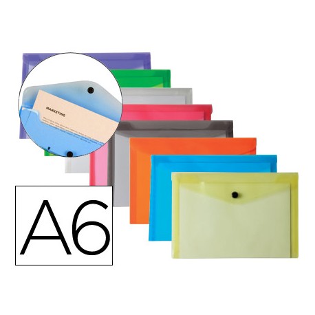 CARPETA LIDERPAPEL DOSSIER BROCHE POLIPROPILENO DIN A6 12 COLORES SURTIDOS