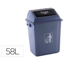 PAPELERA CONTENEDOR Q-CONNECT PLASTICO CON TAPA DE BALANCIN 58 LITROS AZUL 470X330X760 MM