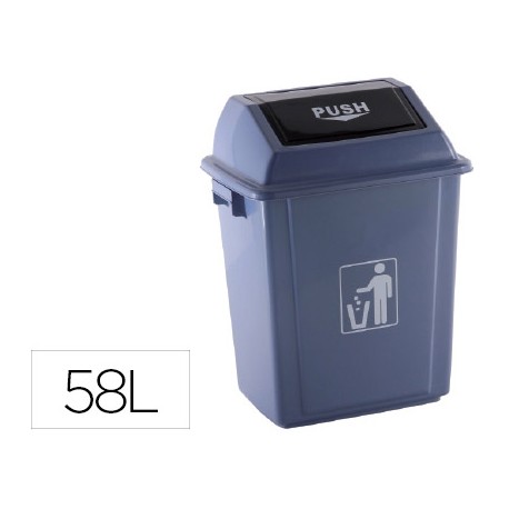 PAPELERA CONTENEDOR Q-CONNECT PLASTICO CON TAPA DE BALANCIN 58 LITROS AZUL 470X330X760 MM