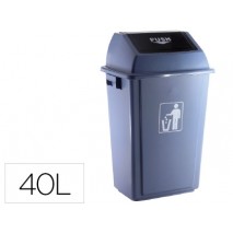 PAPELERA CONTENEDOR Q-CONNECT PLASTICO CON TAPA DE BALANCIN 40 LITROS AZUL 410X280X610 MM