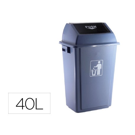 PAPELERA CONTENEDOR Q-CONNECT PLASTICO CON TAPA DE BALANCIN 40 LITROS AZUL 410X280X610 MM