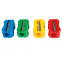 SACAPUNTAS MOR DE PLASTICO 1 USO SIN TORNILLO FORMA RECTANGULAR ERGONOMICA