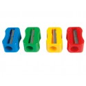 SACAPUNTAS MOR DE PLASTICO 1 USO SIN TORNILLO FORMA RECTANGULAR ERGONOMICA