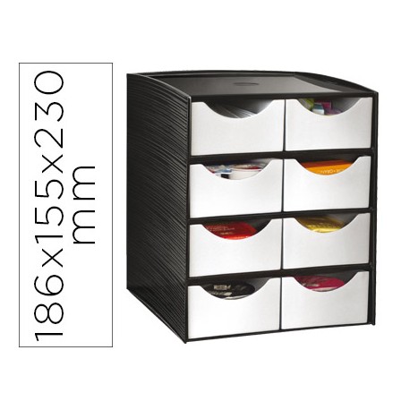 FICHERO CAJONES DE SOBREMESA CEP 8 CAJONES POLIESTIRENO COLOR GRIS Y MARRON ESPECIAL PARA SNACKS 18,