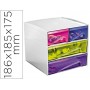 FICHERO CAJONES DE SOBREMESA CEP MYCUBE 4 CAJONES POLIESTIRENO MULTICOLOR 186X185X175 MM