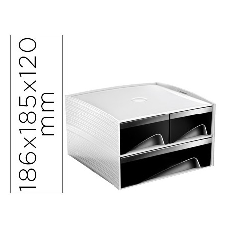 FICHERO CAJONES DE SOBREMESA CEP MYCUBE 3 CAJONES POLIESTIRENO COLOR NEGRO 186X185X120 MM