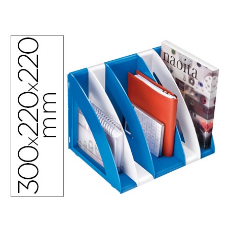 REVISTERO CEP PLASTICO MODULAR CON 5 COMPARTIMENTOS COLOR BLANCO Y AZUL 300X220X220 MM