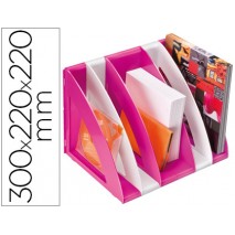 REVISTERO CEP PLASTICO MODULAR CON 5 COMPARTIMENTOS COLOR BLANCO Y ROSA 300X220X220 MM