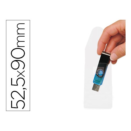 FUNDA AUTOADHESIVA 3L OFFICE PARA MEMORIAS USB CAPACIDAD PARA 10 UNIDADES 52,5X 90 MM