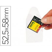 FUNDA AUTOADHESIVA 3L OFFICE PARA TARJETAS DE MEMORIA CAPACIDAD PARA 10 UNIDADES 52,5X 58 MM