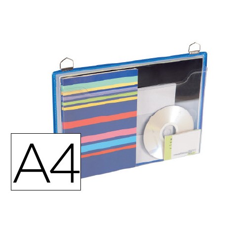 FUNDA PARA COLGAR TARIFOLD DIN A4 ANILLA METALICA FORMATO HORIZONTAL PACK DE 5 5 UNIDADES COLOR AZUL