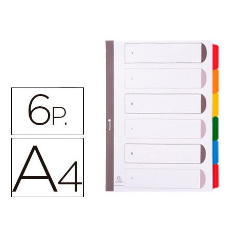 SEPARADOR EXACOMPTA CARTULINA JUEGO DE 6 SEPARADORES DIN A4 MULTITALADRO COLOR BLANCO MULTITALADOR