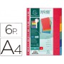 SEPARADOR EXACOMPTA CARTULINA SIMIL PRESPAN JUEGO DE 6 SEPARADORES DIN A4 MULTITALADRO COLORES VIVOS
