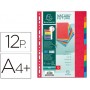SEPARADOR EXACOMPTA CARTULINA SIMIL PRESPAN JUEGO DE 12 SEPARADORES DIN A4+ MULTITALADRO COLORES VIV