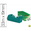 PORTARROLLO SOBREMESA SCOTCH COLOR VERDE DE 19 MM X 33 MT INCLUYE 6 ROLLOS DE CINTA MAGIC