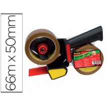 PORTARROLLO SCOTCH PARA EMBALAJE HEAVY DUTY BAJO RUIDOCON 2 ROLLOS DE CINTAS MARRON 50 MM X 66 MT