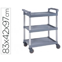 CARRO DE SERVICIO MULTIFUNCIONAL Q-CONNECT 3 ESTANTES ACERO INOXIDABLE 830X420X970 MM