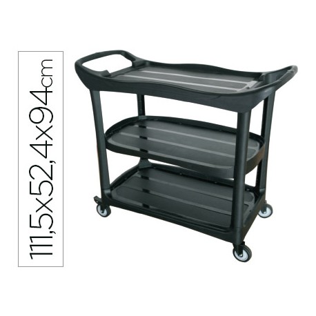 CARRO DE SERVICIO MULTIFUNCIONAL Q-CONNECT 3 ESTANTES PL STICO 1115X524X940
