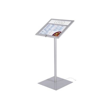 ATRIL PORTA MENUS DE EXTERIOR CON LUZ LED CON BASE DE ACERO CAPACIDAD DOS PAGINAS DIN-A4 115X45X45 C