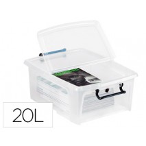 CONTENEDOR PLASTICO CEP 20 LITROS 190X460X170 MM TRANSPARENTE CON TAPA Y CIERRE HERMETICO