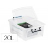 CONTENEDOR PLASTICO CEP 20 LITROS 190X460X170 MM TRANSPARENTE CON TAPA Y CIERRE HERMETICO