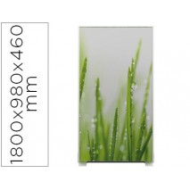 MAMPARA SEPARADORA EASYSCREEN CON MARCO ALUMINIO Y PANEL DE TELA DECORADO HIERBAS 1800X980X460 MM