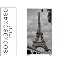 MAMPARA SEPARADORA EASYSCREEN CON MARCO ALUMINIO Y PANEL DE TELA DECORADO TORRE EIFFEL 1800X980X460