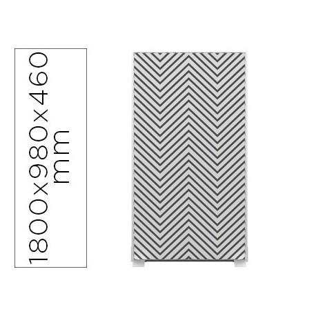 MAMPARA SEPARADORA EASYSCREEN CON MARCO ALUMINIO Y PANEL DE TELA DECORADO ZIG-ZAG NEGRO 1800X980X460