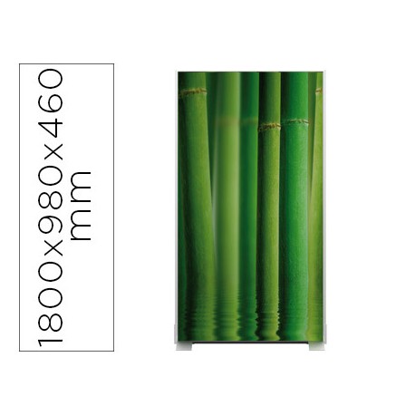 MAMPARA SEPARADORA EASYSCREEN CON MARCO ALUMINIO Y PANEL DE TELA DECORADO BAMBU 1800X980X460 MM